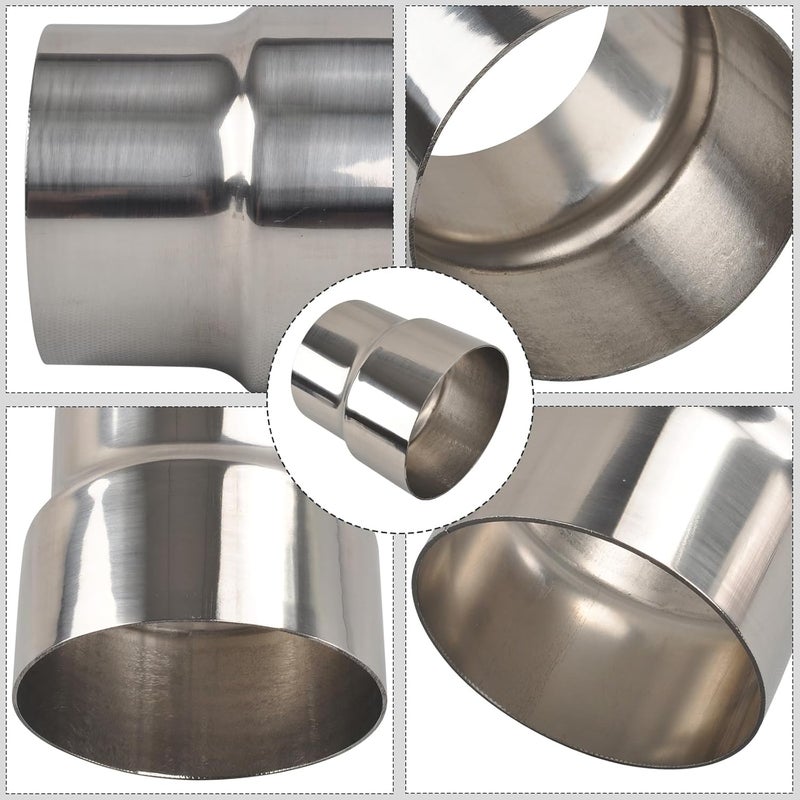 SSN Exhaust Pipe Reducer Component Adapter 3.5 Inch OD to 4.0 Inch OD Polished 304 Stainless Steel Universal OD 3.5" to OD 4.0" Exhaust Pipe Reducer Adapter 4 Inch Length-Pair 2Pcs - Image 2